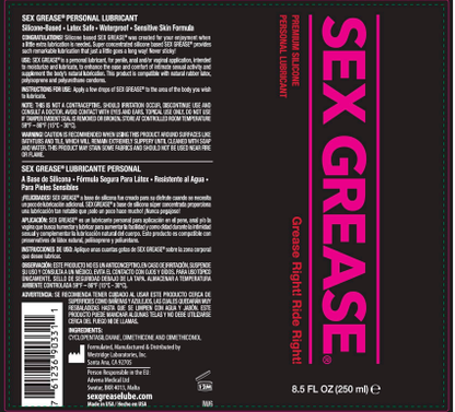 Westridge Labs Sex Grease Silicone Based Personal Lubricant 8.5 Oz - Clear