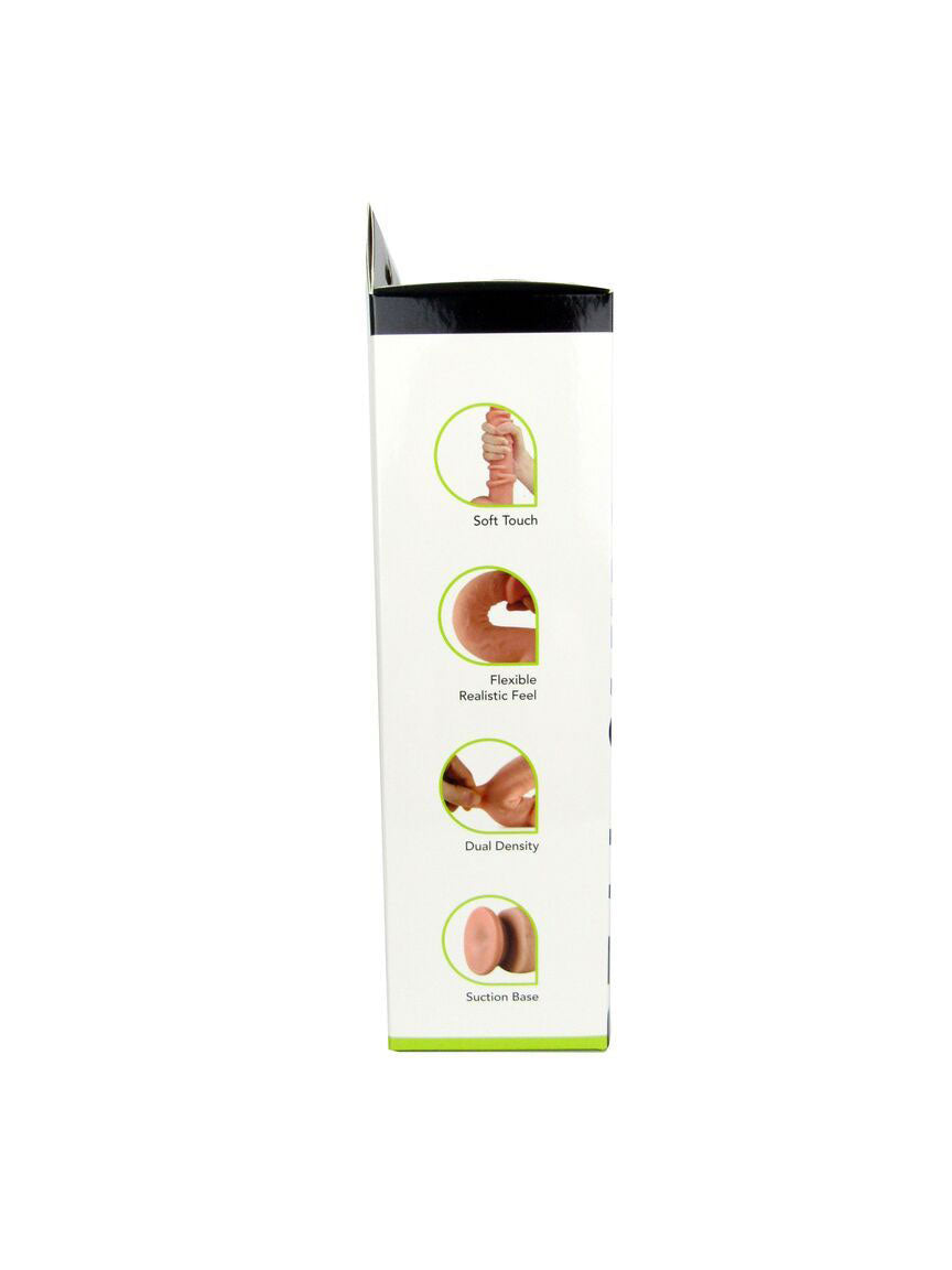 Real Skin 8" Dual Layer Dildo - Light Brown - Realistic, Waterproof, Bendable
