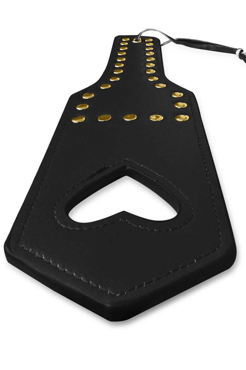 Mapale Premium Faux Leather Spanker with Studs and Heart Detail - Black