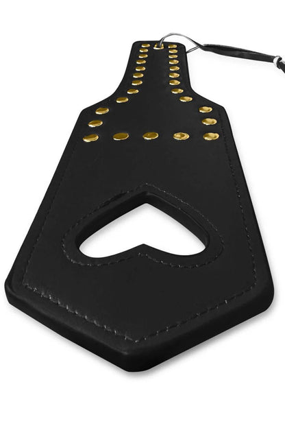 Mapale Premium Faux Leather Spanker with Studs and Heart Detail - Black