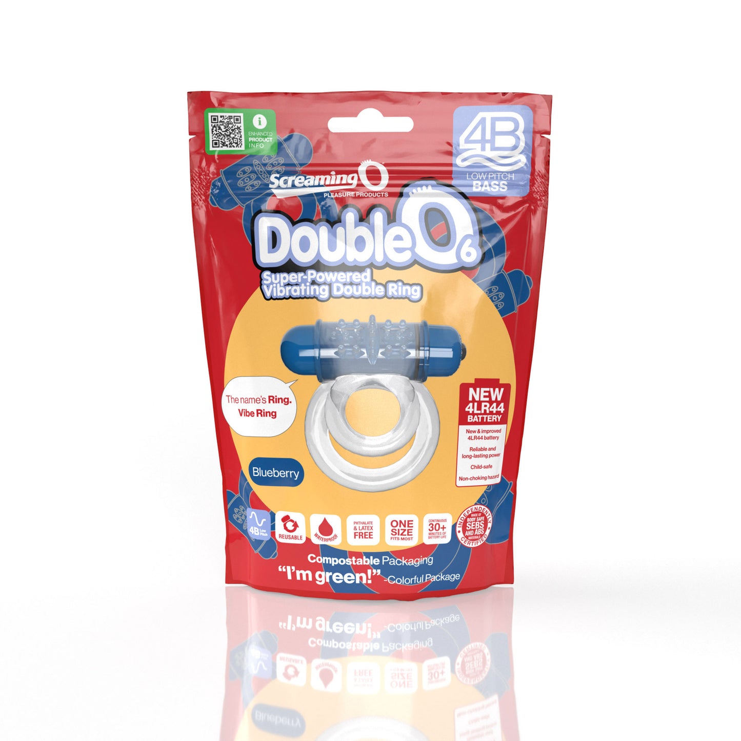 Screaming O Double O Super Powered Vibrating Double Ring - Blueberry