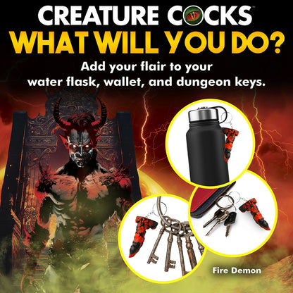 XR Brands Fire Demon Keychain – Mini Fantasy Accessory – Red/Black