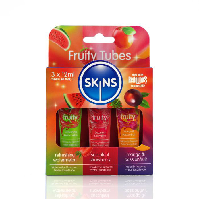 Skins Fruity 3pk Flavored Lubricants - Watermelon, Strawberry, Mango & Passionfruit