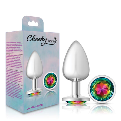 Cheeky Charms Rainbow Round Gem Silver Metal Anal Plug – Large