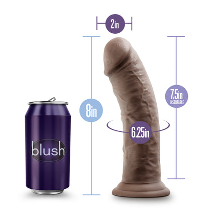 Blush Au Naturel 8 Inch Dildo with Suction Cup - Chocolate