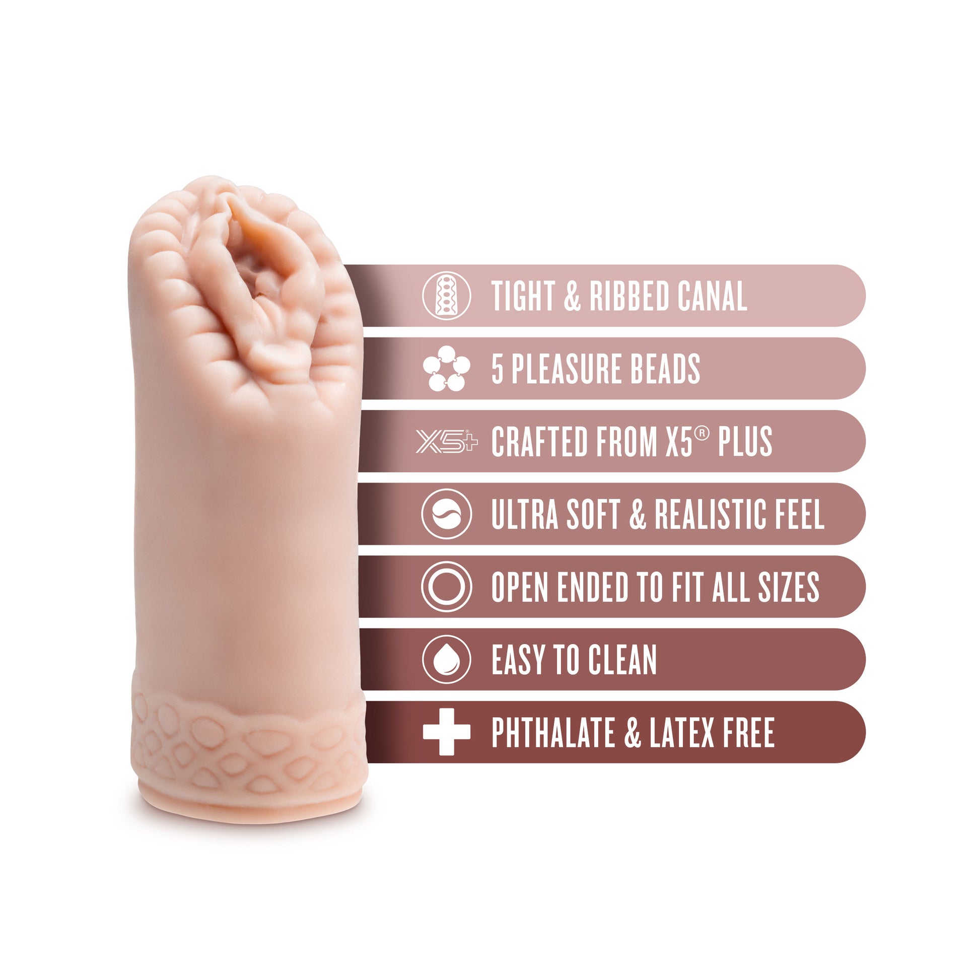 Blush Alyssa Male Stroker - Beige - Ribbed Interior with Pleasure Beads
