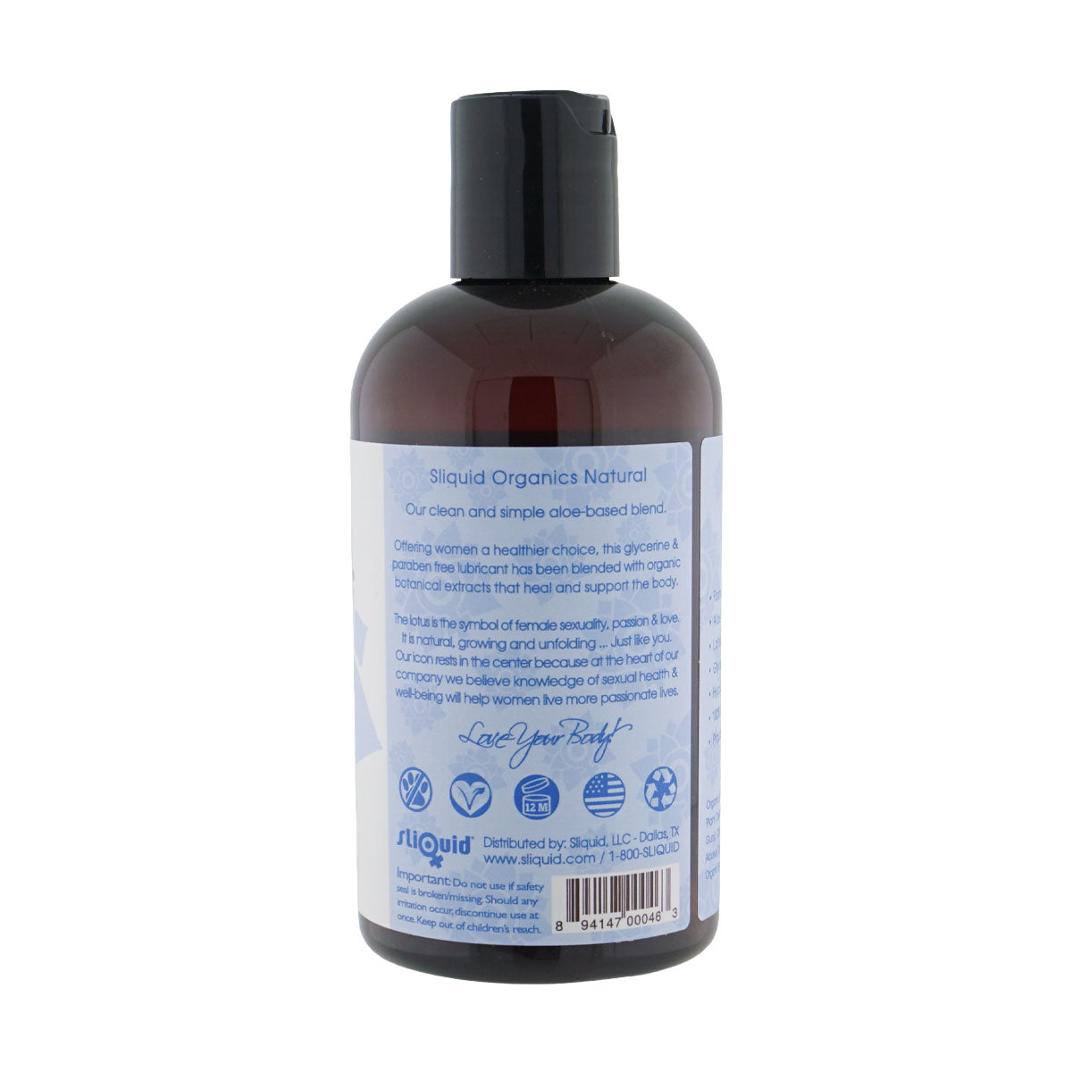 Sliquid Organics Natural Personal Lubricant – 8.5 Fl. Oz. (251 ml)