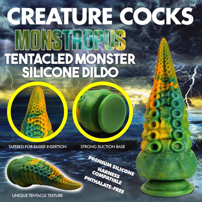 XR Brands Monstropus Tentacled Monster Silicone Dildo – Tapered with Unique Texture – Multi