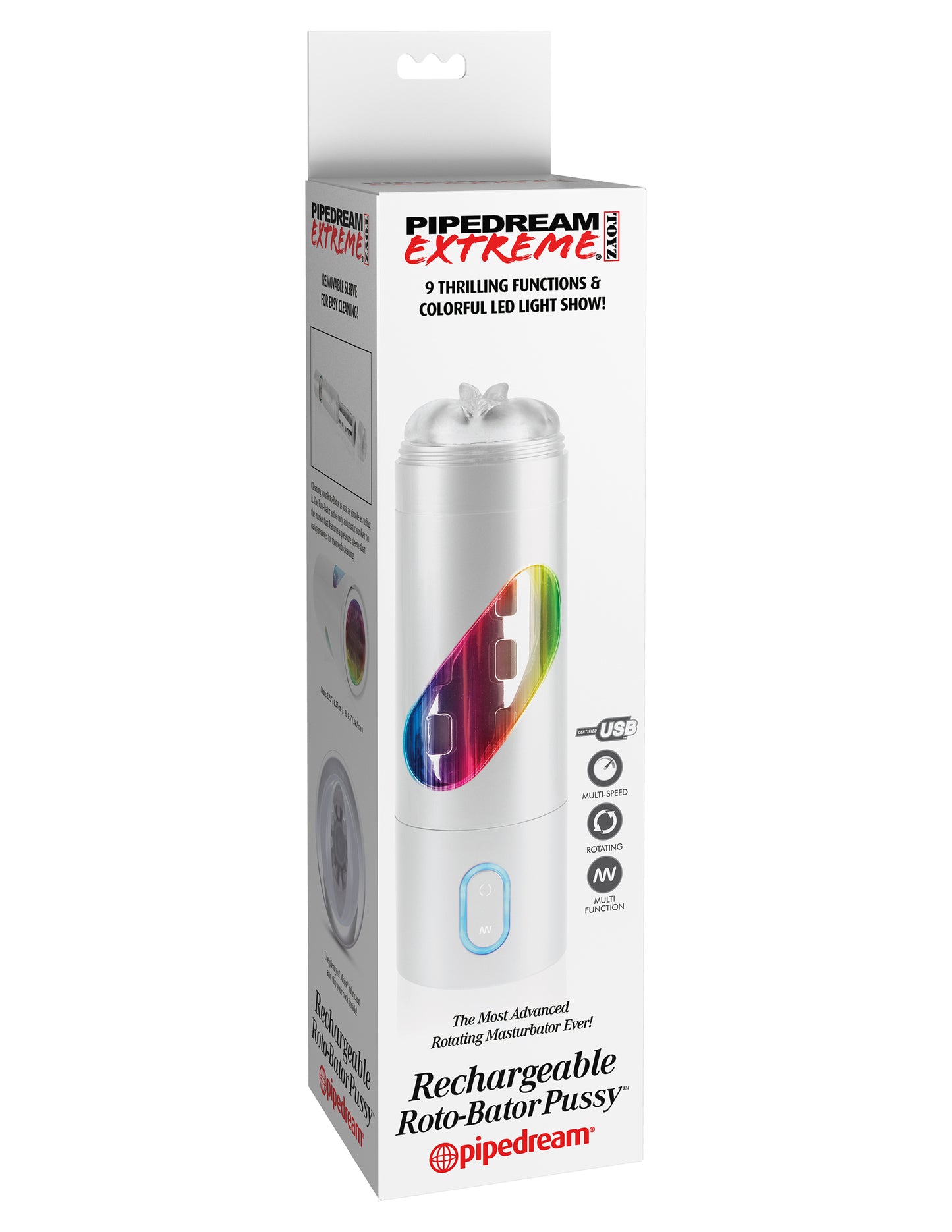 Pipedream Rechargeable Roto-Bator – Turbo Powered Male Masturbator – Silver