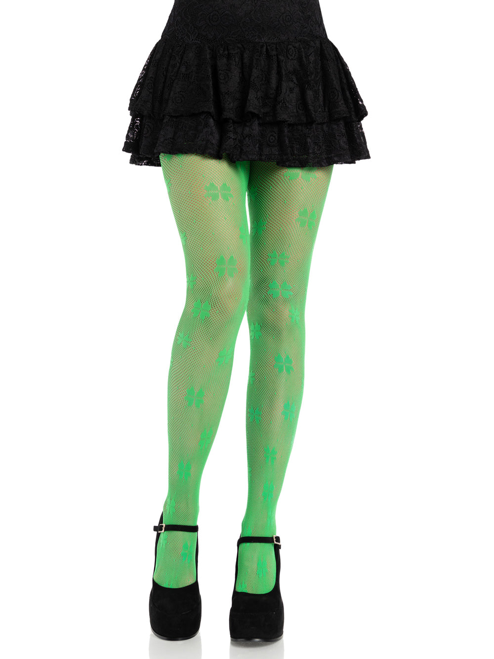 Leg Avenue Clover Net Tights – Green – One Size