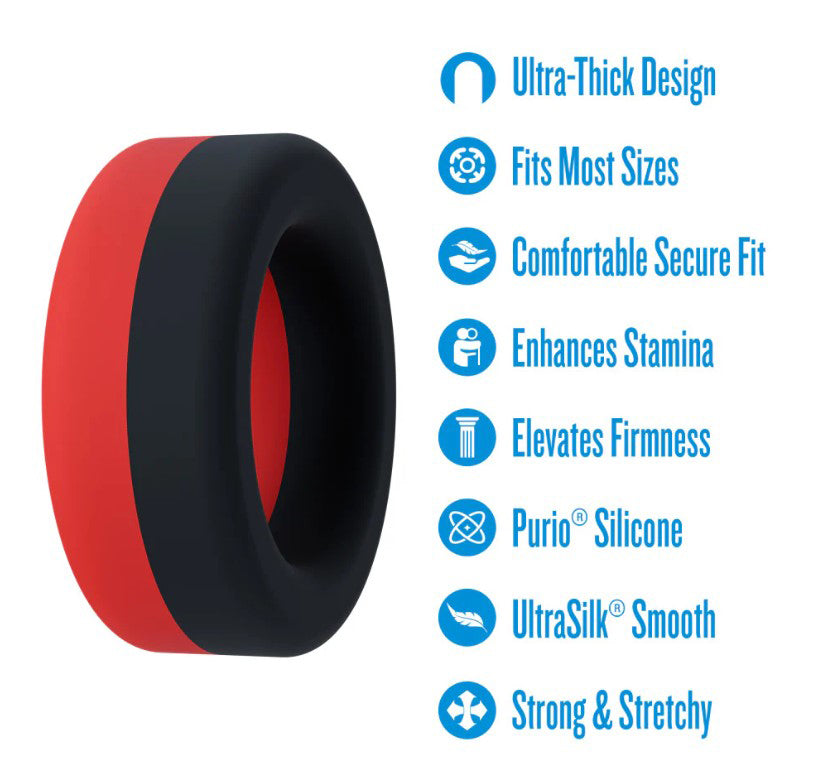 Blush Performance Plus Takeoff Platinum-Cured Liquid Silicone Cock Ring – Red/Black