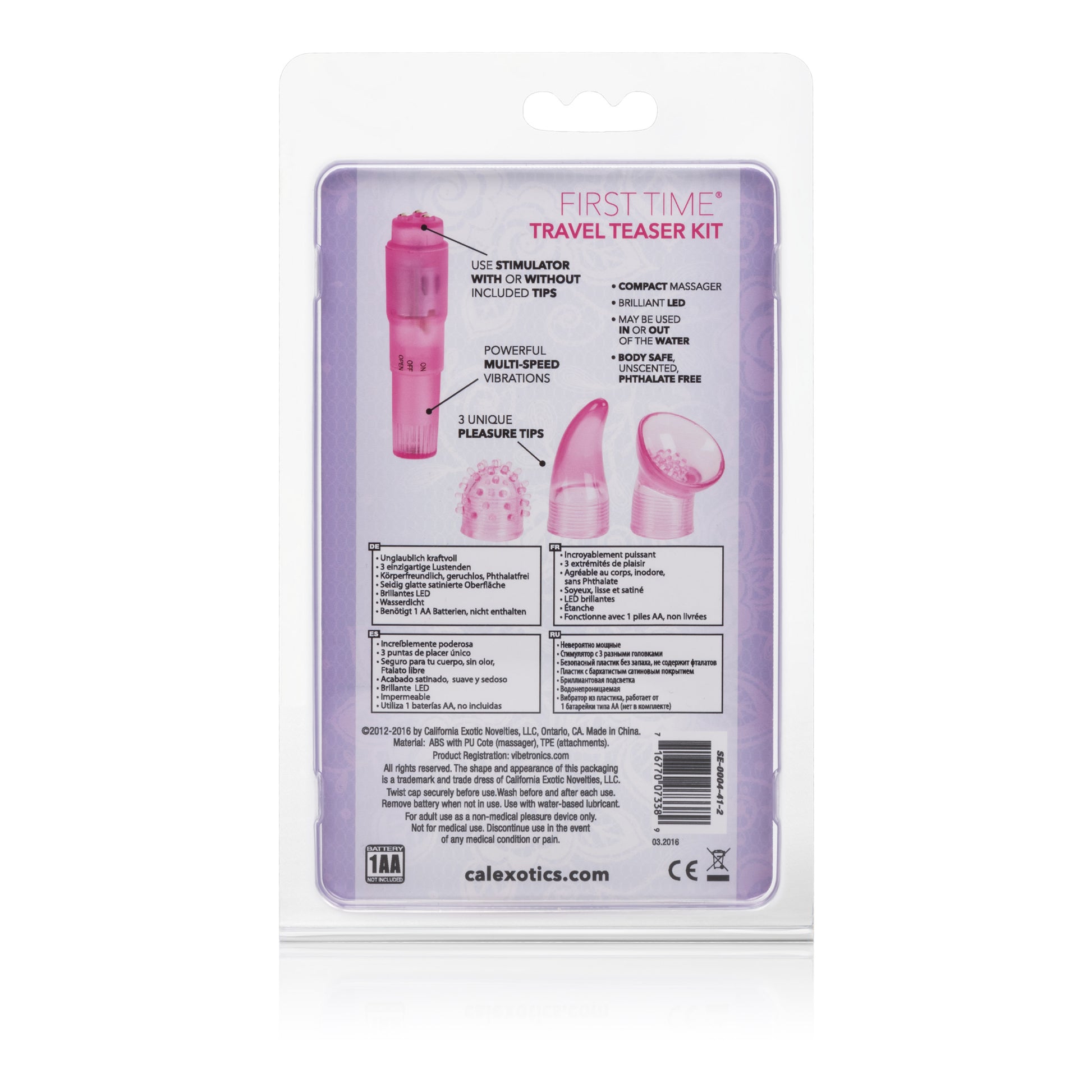 CalExotics First Time Travel Teaser Kit – Pink Pocket Massager with 3 Tips