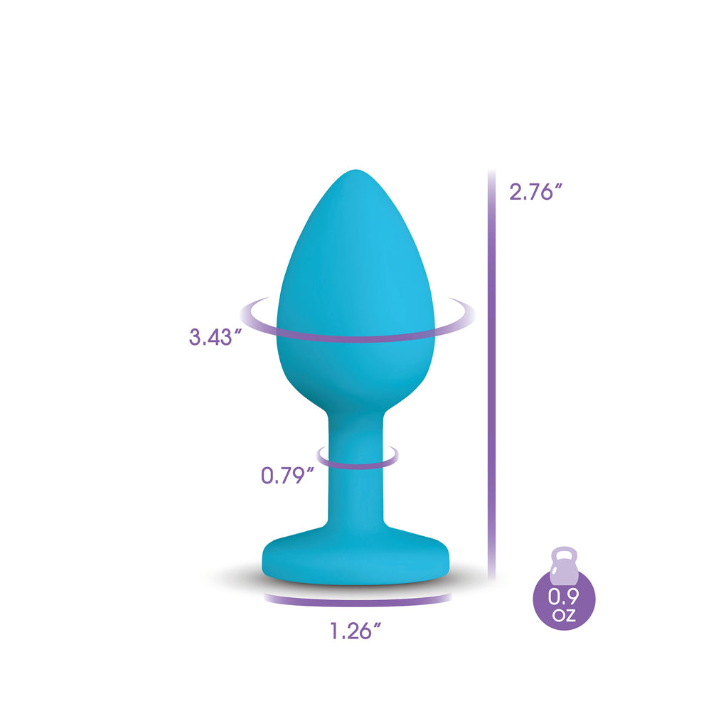 Gemma Clear Iridescent Gem Teal Silicone Anal Plug - Small