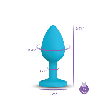 Gemma Clear Iridescent Gem Teal Silicone Anal Plug - Small