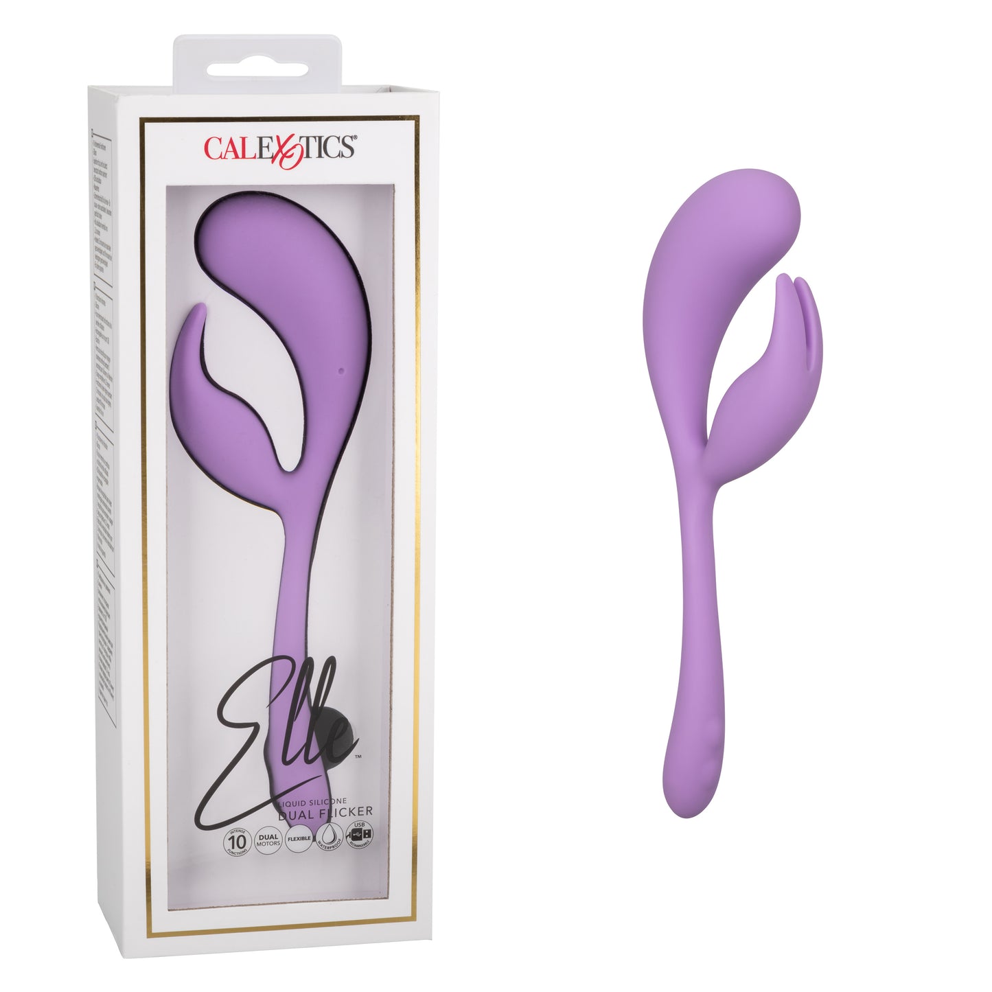 CalExotics Elle Liquid Silicone Dual Flicker Vibrator – Purple
