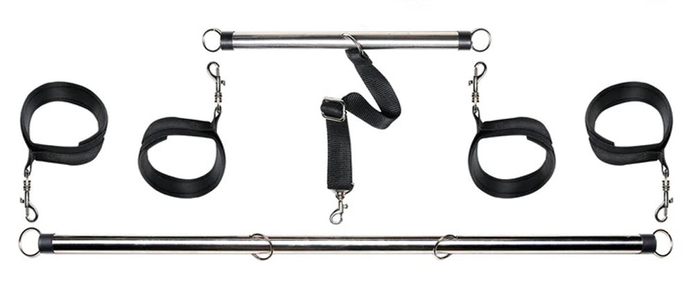 Pipedream Fetish Fantasy Series Spread 'Em Bar and Cuffs Set – Silver