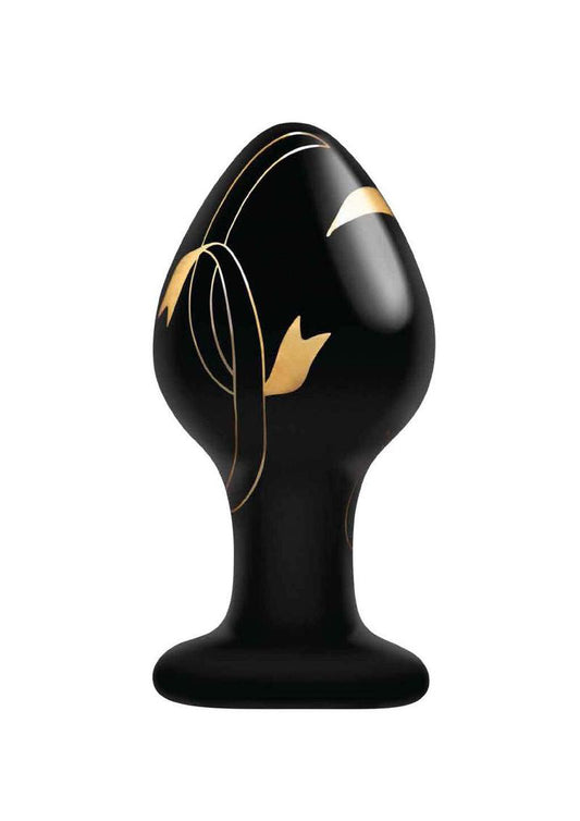 Secret Kisses 3.5 Inch Handblown Glass Plug - Black - Anal Play Beginner's Tool