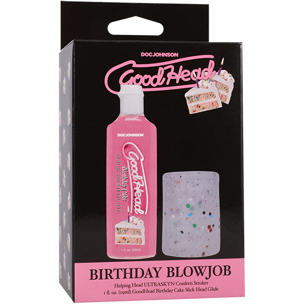 Doc Johnson GoodHead Birthday Blowjob Kit – Helping Head Stroker with Slick Head Glide