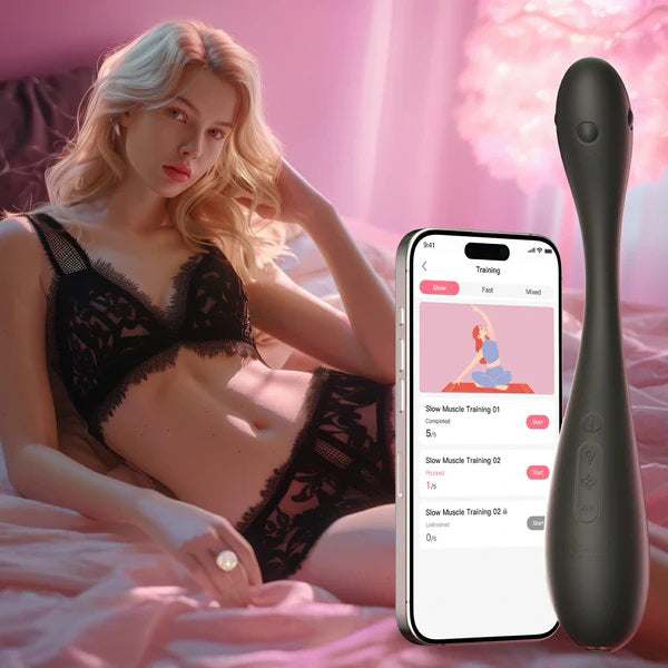 Honey Play Box Puff App Control Inflatable Kegel Ball – Black