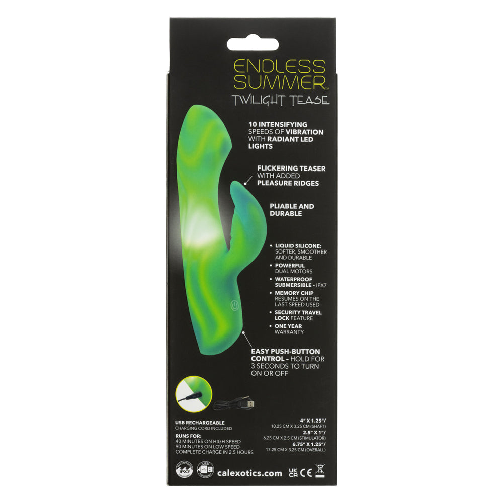 CalExotics Endless Summer Twilight Tease Dual-Motor Rabbit-Style Vibrator, Dual-Layer Liquid Silicone, Green