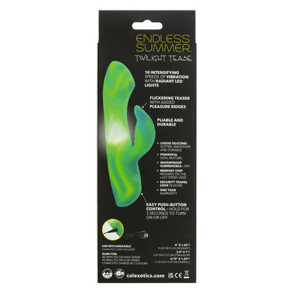 CalExotics Endless Summer Twilight Tease Dual-Motor Rabbit-Style Vibrator, Dual-Layer Liquid Silicone, Green