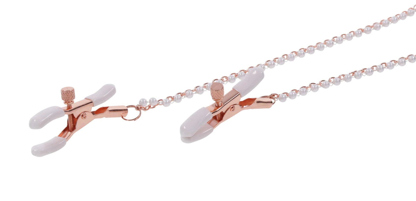 Sportsheets Peaches N Creame Collar with Nipple Clamps - Pink