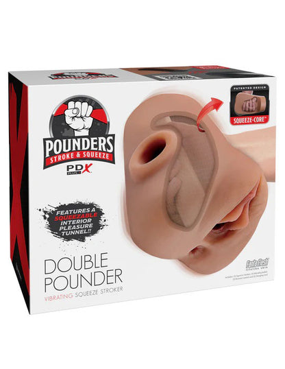 Pipedream Pdx Plus Double Pounder Vibrating Squeeze Stroker – Brown