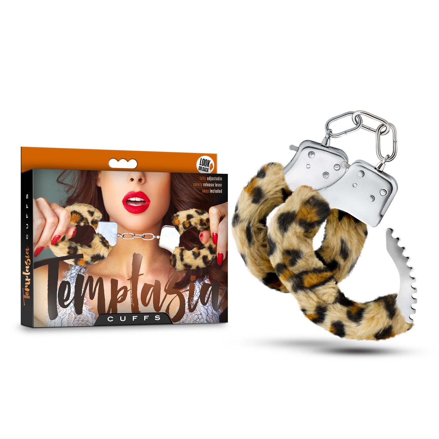 Blush Temptasia Cuffs - Leopard Print Adjustable Cuffs with Safety Release