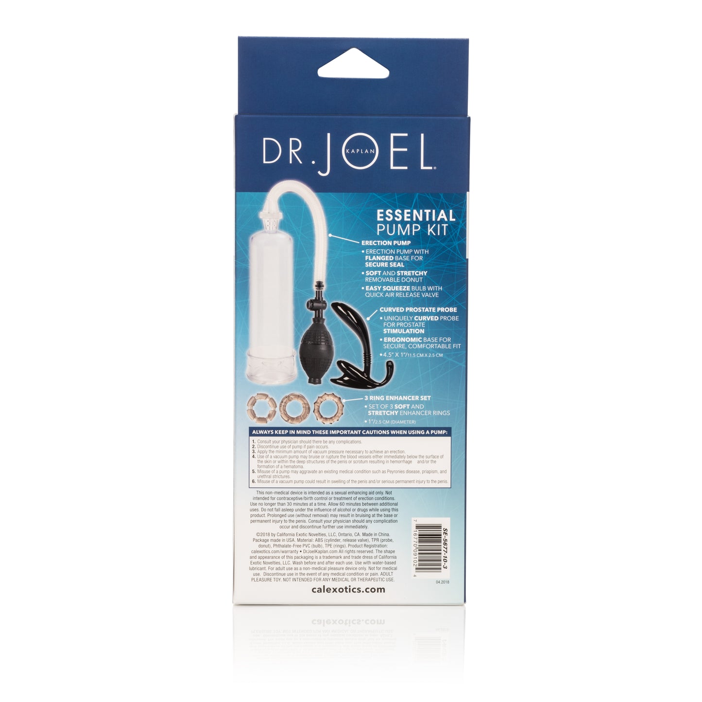 Dr. Joel Kaplan Essential Pump Kit – Clear – Prostate Probe and Cock Rings