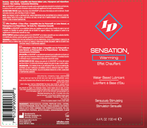 I.D. Lubricants Sensation Warming Water Based Lubricant 4.4 Oz