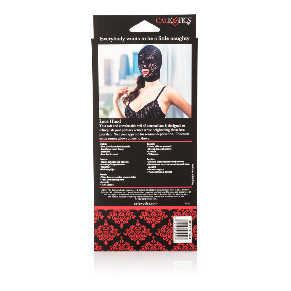 CalExotics Scandal Lace Hood - Black - Sensory Play Mask