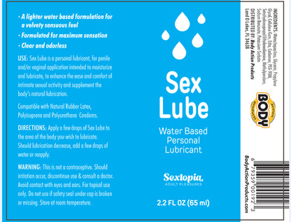 Body Action Sex Lube Water-Based Personal Lubricant 2.2 Oz – Clear