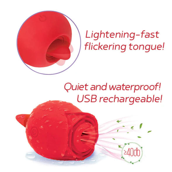 Icon Brands Wild Rose Sucking and Licking Device – Red – Multi-Function