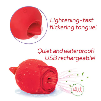 Icon Brands Wild Rose Sucking and Licking Device – Red – Multi-Function