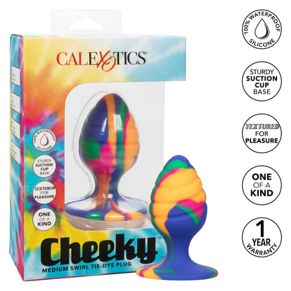 CalExotics Cheeky Medium Swirl Tie-Dye Plug with Suction Cup Base - Multi