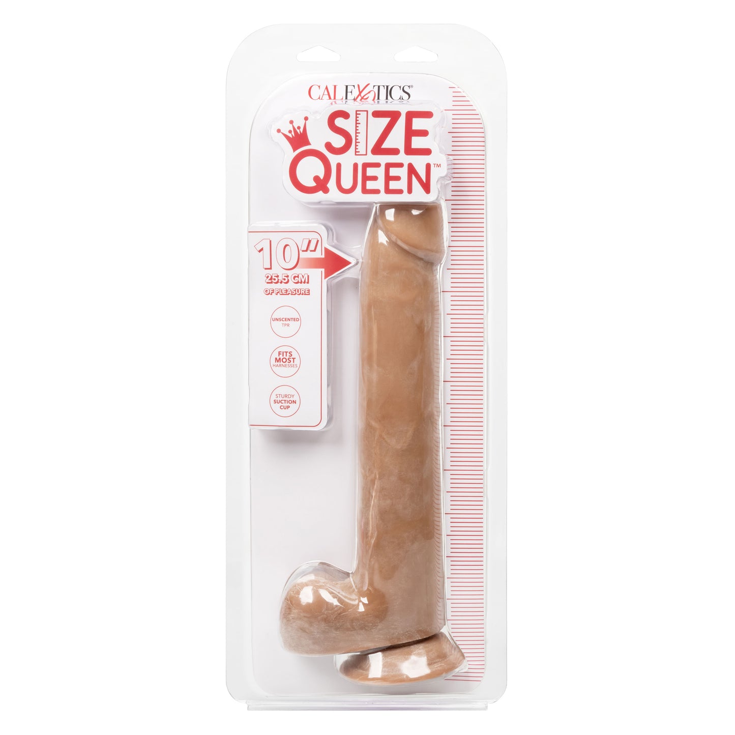 CalExotics Size Queen 10-Inch Realistic Dildo with Suction Cup Base - Brown
