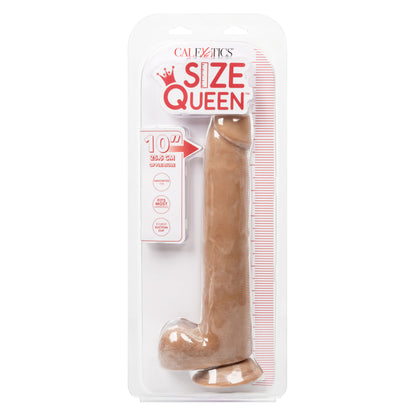 CalExotics Size Queen 10-Inch Realistic Dildo with Suction Cup Base - Brown
