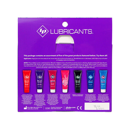 ID Sensual Lubricants 5 Pack Assorted Sampler – Includes Glide, Millennium, Pleasure, and Flavored Lubes