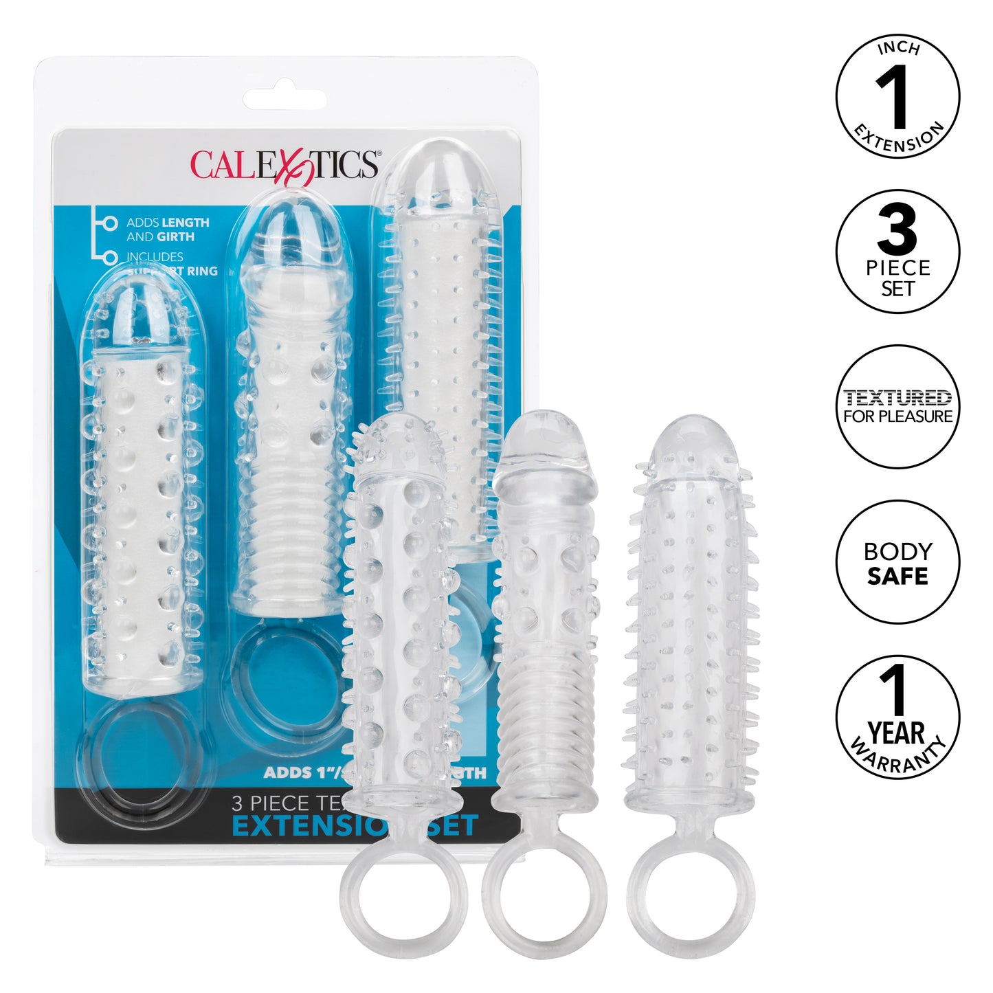CalExotics 3 Piece Textured Extension Set - Clear