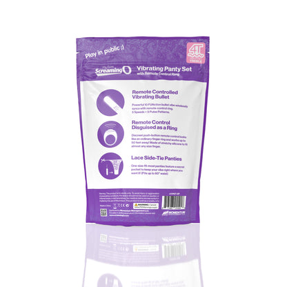 Screaming O 4T Vibrating Panty Set with Remote Control Ring - Purple