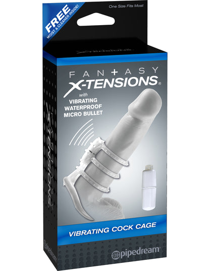 Pipedream Fantasy X-Tensions Vibrating Cock Cage – Clear