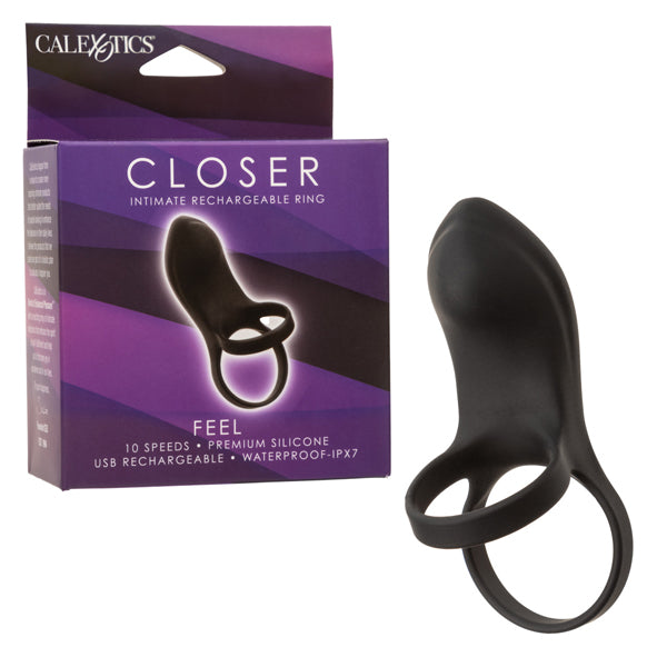 CalExotics Closer Intimate Rechargeable Ring Feel - Black - 10 Speed Vibrating Ring