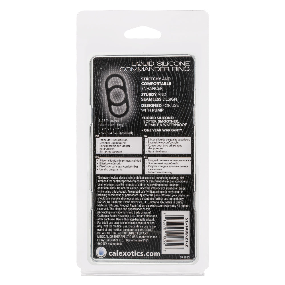 CalExotics Alpha Liquid Silicone Commander Ring - Black - Waterproof Enhancer
