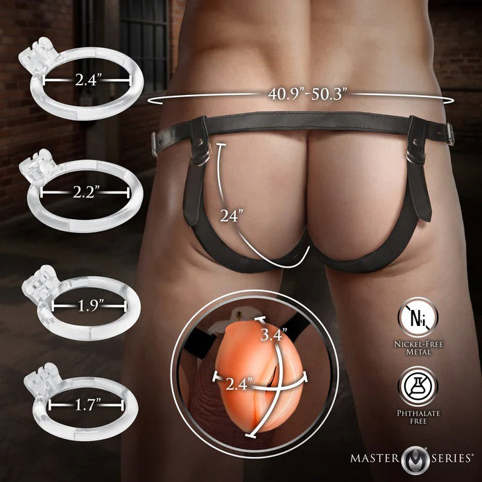XR Brands Pussy Chastity Cage - Feminine Design with Adjustable Ball Rings - Beige