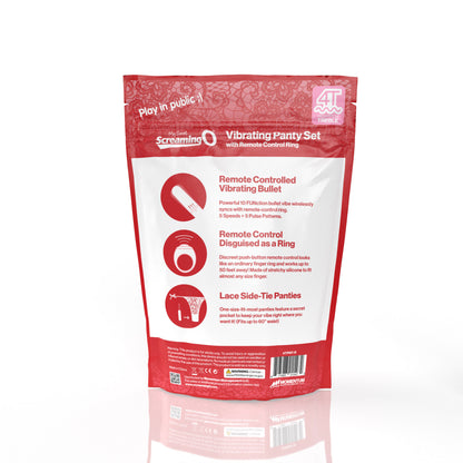 Screaming O Vibrating Panty Set with Remote Control Ring - Red