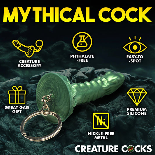 XR Brands Cockness Monster Keychain – Green, Mini Fantasy Accessory