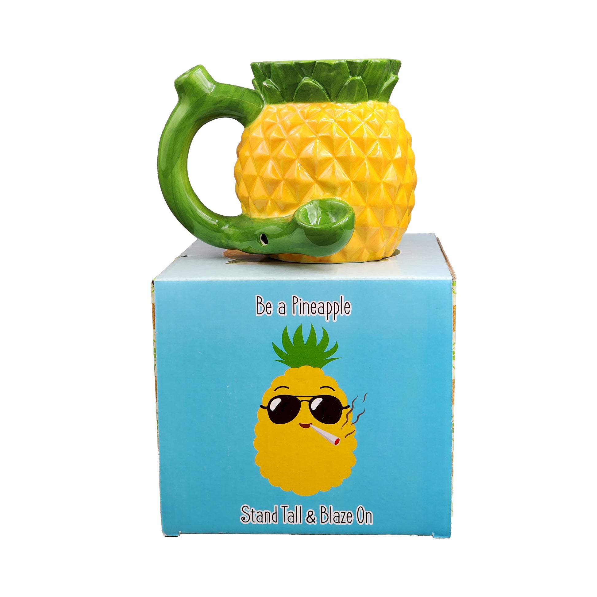 Fashioncraft Pineapple Mug with Pipe – Ceramic – Yellow and Green
