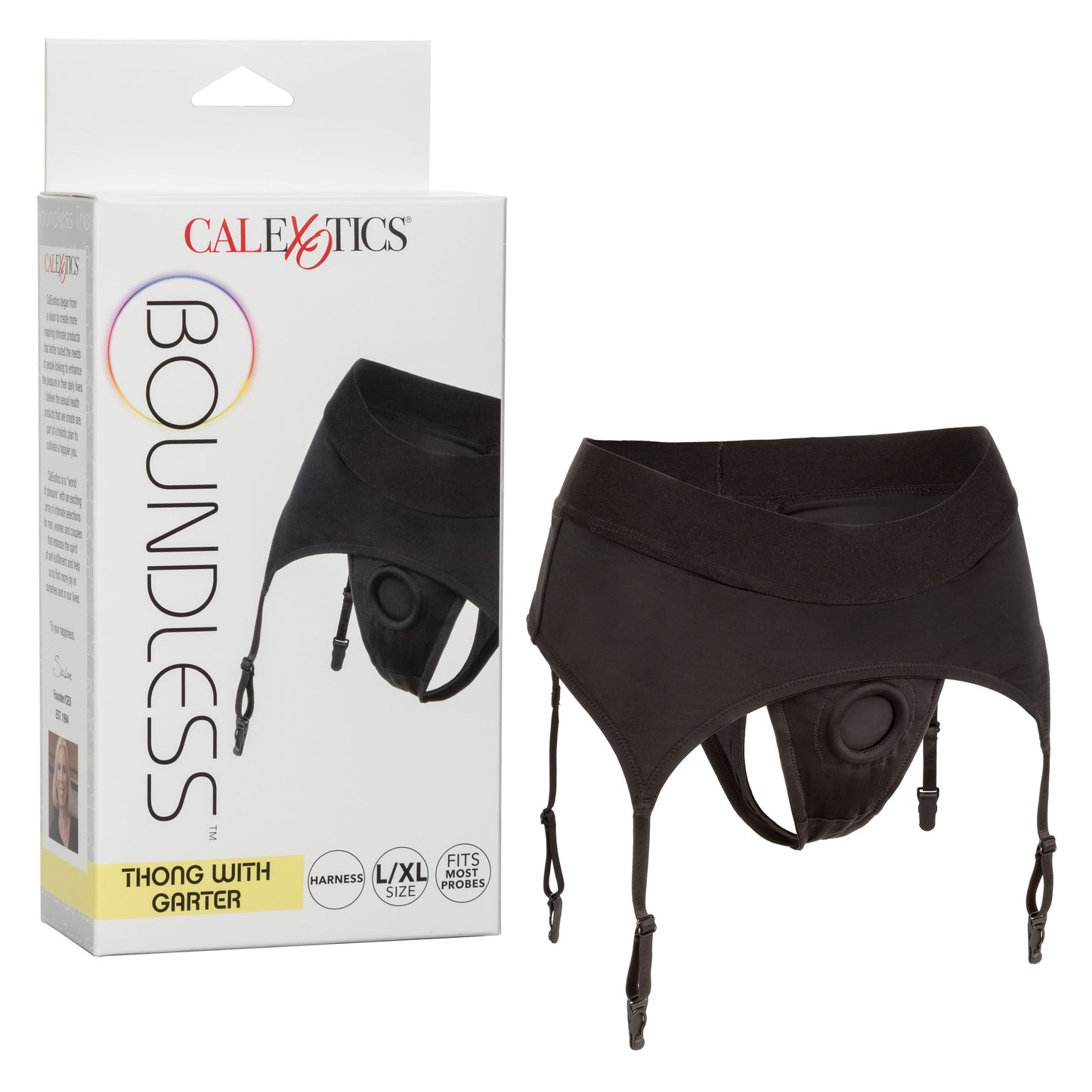 CalExotics Boundless Thong with Garter - Harness Design - Black