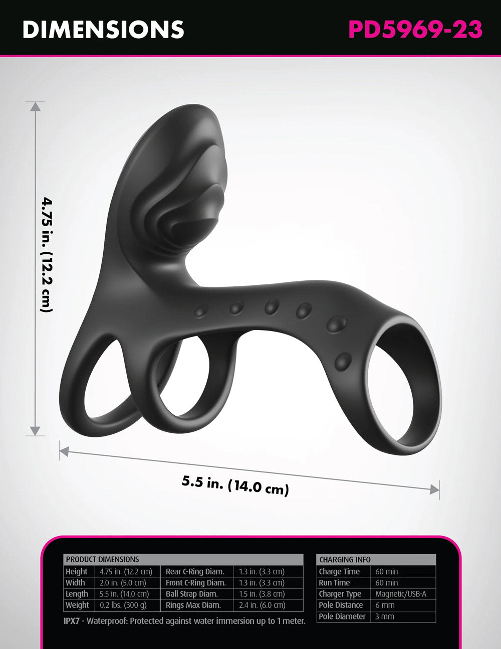 Pipedream Ultimate Couples Cage Pro Dual-Motor Cock Ring – Black