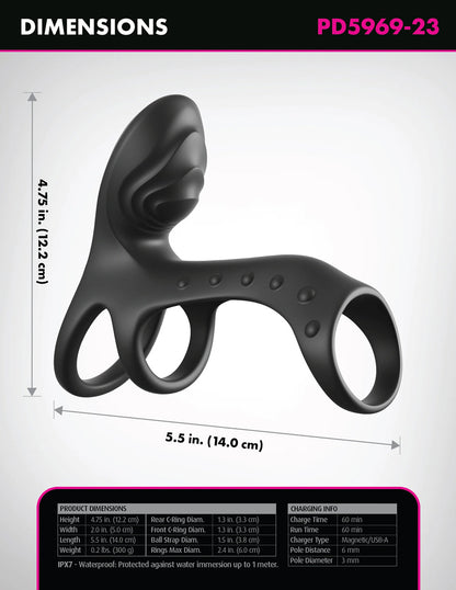 Pipedream Ultimate Couples Cage Pro Dual-Motor Cock Ring – Black